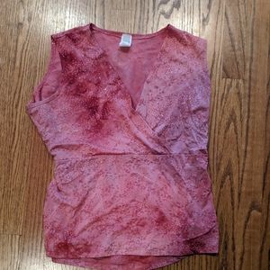 Kiwi pink sparkly flowered wrap top size L